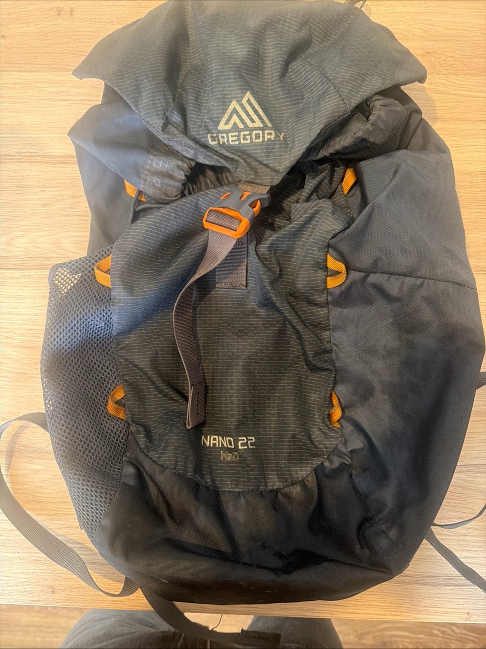 Gregory Nano 22 Backpack in Black with Orange Accents